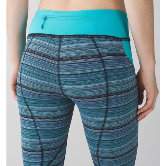 Lululemon Pace Rival Crop Space Dye Twist Naval Blue Peacock Blue Size 4 - Picture 2 of 7